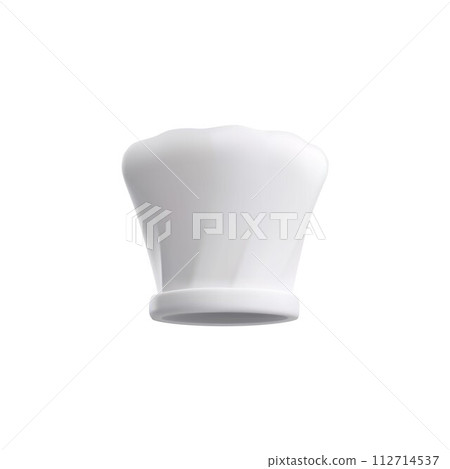 White chef hat 3D style vector icon, professional headwear of kitchen uniform, volume cook's or baker's cap isolated 112714537