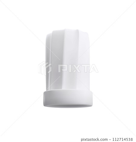 White chef hat 3D style vector icon, professional headwear of kitchen uniform, volume high cook's or baker cap isolated White chef hat 3D style vector icon, professional headwear of kitchen uniform, volume high cook's or baker cap isolated 112714538