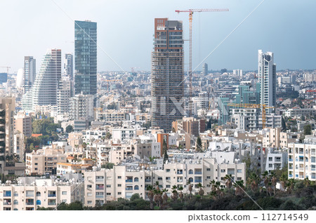 Limassol Skyline with Modern Skyscrapers and construction sites 112714549