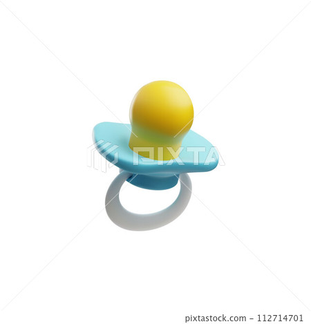 Baby pacifier 3D style vector, cute blue rubber or silicone nipple or soother, newborn care accessory for pacifying Baby pacifier 3D style vector, cute blue rubber or silicone nipple or soother, newborn care accessory for pacifying 112714701