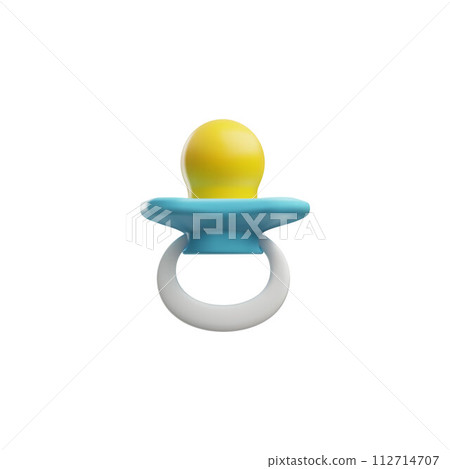 Realistic blue baby pacifier in 3D vector illustration. Realistic blue baby pacifier in 3D vector illustration. 112714707