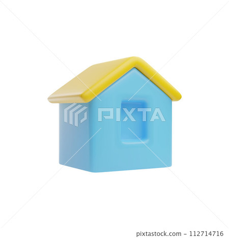 Blue and yellow 3D baby house vector illustration Blue and yellow 3D baby house vector illustration 112714716
