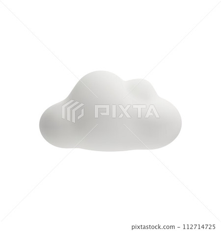 White cloud 3D icon, vector cartoon weather forecast cloudy sky symbol, silicone baby toy, 3D realistic design element 112714725