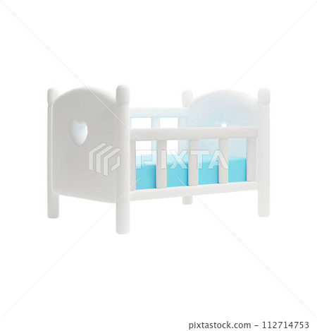 3D vector of newborn baby crib on isolated background. 3D vector of newborn baby crib on isolated background. 112714753