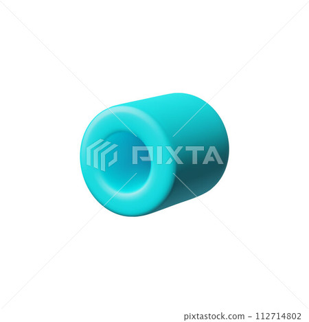 Brutalist blue 3d vector of cylinder with hole on isolated background. Brutalist blue 3d vector of cylinder with hole on isolated background. 112714802