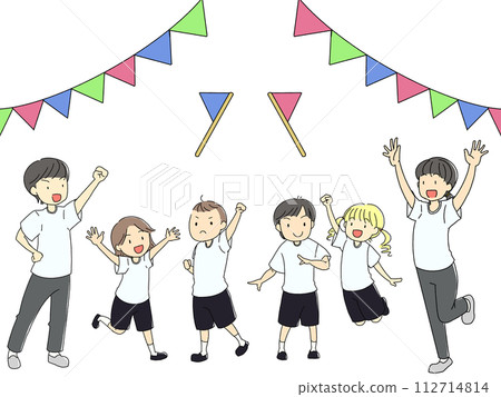 child jumping at sports day child jumping at sports day 112714814