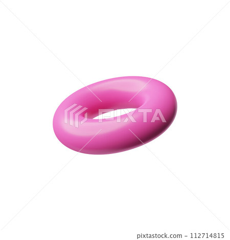 Pink ring torus 3D model vector icon, round geometric shape, render volumetric hole figure, Brutalism, glossy toy block Pink ring torus 3D model vector icon, round geometric shape, render volumetric hole figure, Brutalism, glossy toy block 112714815