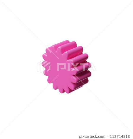 Abstract 3D pink figure in brutalism style on a white background 112714818