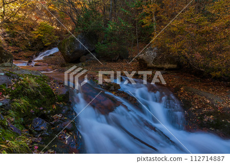 Nagano in autumn, Okutateshina, the best time to see the autumn leaves, Yokotani Valley (Yokotani Gorge) 112714887