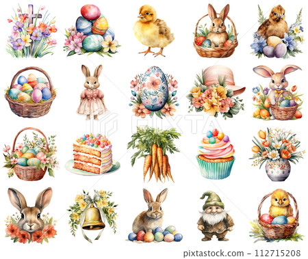 Delightful Watercolor Illustrations for Family Easter Traditions 112715208