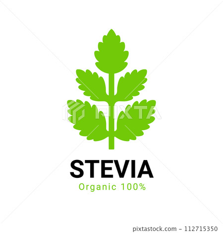 Stevia rebaudiana logo icon. Stevia leaf vector logo badge label plant natural extract. Herbal 112715350