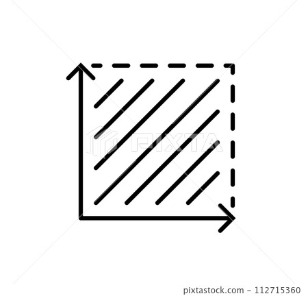 Square area icon space stroke. Floor height room construction square house m2 size icon 112715360