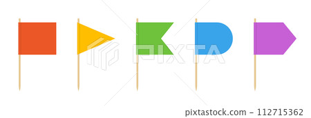 Toothpick food flag paper small 3d icon. Toothpick stick mockup isolated pennant. Toothpick food flag paper small 3d icon. Toothpick stick mockup isolated pennant. 112715362
