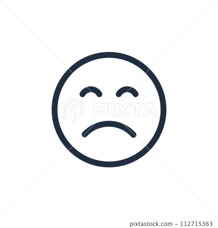 Simple sad face emoticon illustration. Regret disappointment melancholy client expression icon. 112715363