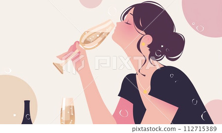 A woman drinking alcohol A woman drinking alcohol 112715389