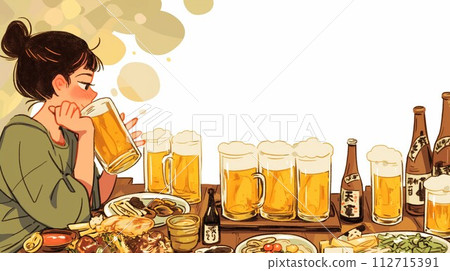 A woman drinking alcohol A woman drinking alcohol 112715391