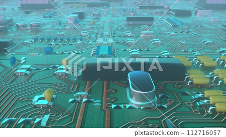 High tech electronic board. Abstract futuristic industry concept. 3d illustration 112716057