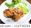 fried chicken and salad 112716324