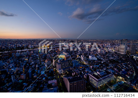 Tokyo night view Sumida River and Taito Ward/Sumida Ward 112716434