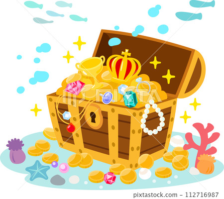 Treasure chest sunk to the ocean floor 112716987