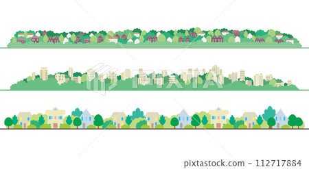 Banner of cityscape illustration. Seasonal cityscape illustration. Banner of cityscape illustration. Seasonal cityscape illustration. 112717884