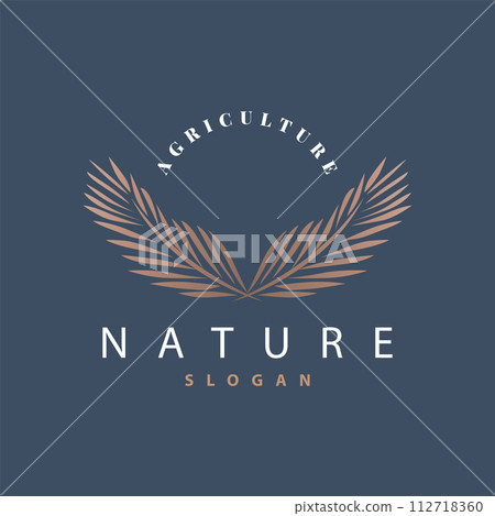 Palm Leaf Logo Design Vector Simple Minimalist Symbol Illustration Template Palm Leaf Logo Design Vector Simple Minimalist Symbol Illustration Template 112718360