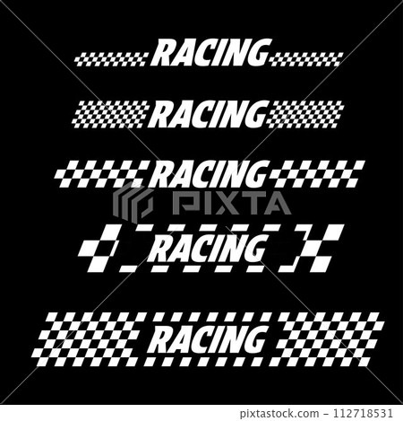 Racing text white checkered patterns Racing text white checkered patterns 112718531