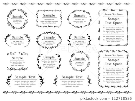 Set of plant motif frames and lines 112718586