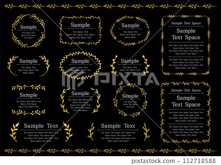 Set of gold botanical motif frames and lines 112718588