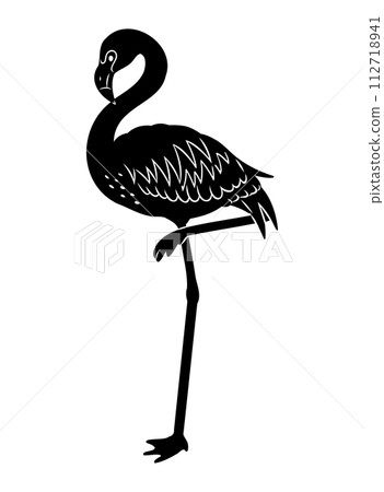 hand drawn flamingo silhouette material hand drawn flamingo silhouette material 112718941