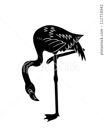 hand drawn flamingo silhouette material hand drawn flamingo silhouette material 112718942