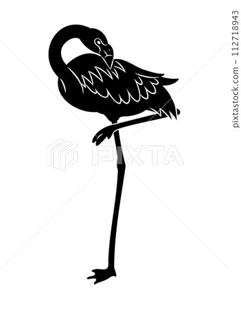 hand drawn flamingo silhouette material hand drawn flamingo silhouette material 112718943