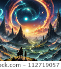 蔚藍的大海和月光映照下的圓月，構成了一幅夢幻般的風景畫 112719057