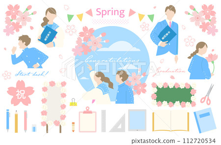 School, cram school, male and female students, admission, graduation, treatment 112720534