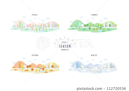 Seasons Cityscape Four seasons Spring, Summer, Fall, Winter 112720536
