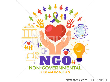 NGO or Non-Governmental Organization Vector Illustration to Serve Specific Social and Political Needs in Flat Cartoon Background NGO or Non-Governmental Organization Vector Illustration to Serve Specific Social and Political Needs in Flat Cartoon Background 112720551