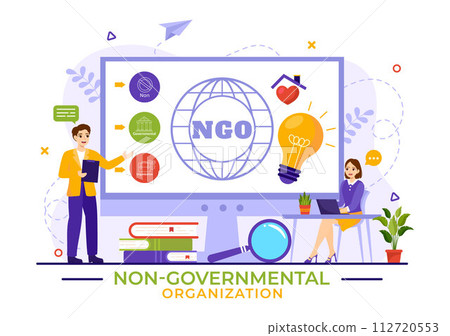NGO or Non-Governmental Organization Vector Illustration to Serve Specific Social and Political Needs in Flat Cartoon Background NGO or Non-Governmental Organization Vector Illustration to Serve Specific Social and Political Needs in Flat Cartoon Background 112720553