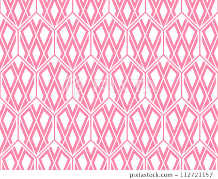 Abstract geometric pattern. A seamless vector background. White and pink ornament. Graphic modern pattern. Simple lattice graphic design Abstract geometric pattern. A seamless vector background. White and pink ornament. Graphic modern pattern. Simple lattice graphic design 112721157