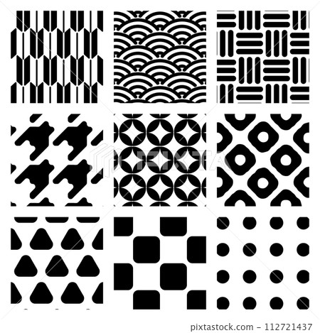 Rounded corner Japanese pattern swatches (9 types) Rounded corner Japanese pattern swatches (9 types) 112721437