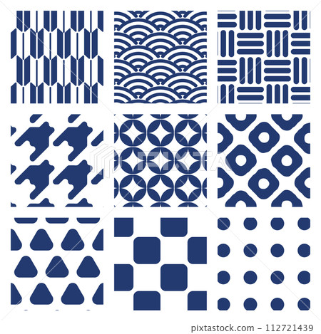 Rounded corner Japanese pattern swatches (9 types) Rounded corner Japanese pattern swatches (9 types) 112721439