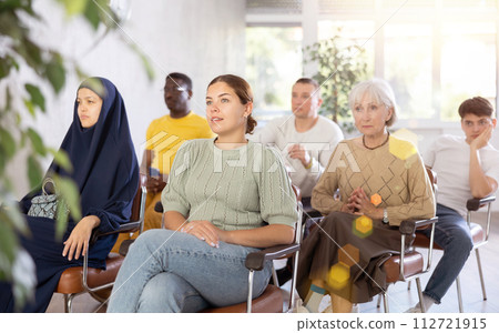 Young woman visiting seminar during educational classes Young woman visiting seminar during educational classes 112721915