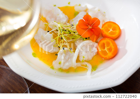 Sea food - cod ceviche with avocado sauce Sea food - cod ceviche with avocado sauce 112722040