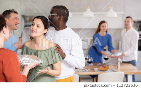 Woman brought pie to her friends Woman brought pie to her friends 112722630