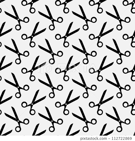 Scissors icon seamless pattern. Cutting Scissors Vector Art Illustration. Scissors icon seamless pattern. Cutting Scissors Vector Art Illustration. 112722869