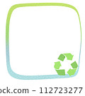 Green and blue vibrant border with recycling icon 112723277