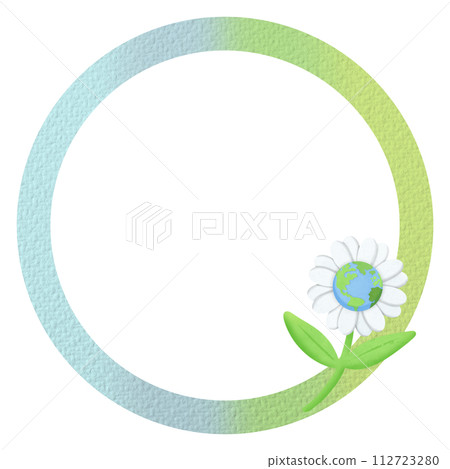 Green vibrant rounder border with earth flower Green vibrant rounder border with earth flower 112723280
