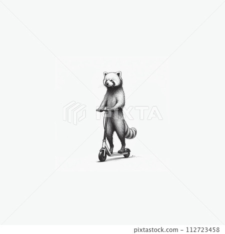Pencil drawing illustrations of forest animals with a human touch 112723458