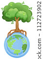 earth with water surrounded and big green tree, symbolizing environmental conservation 112723902