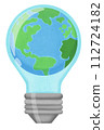 Earth planet inside light bulb. Environmentally friendly sources of energy 112724182