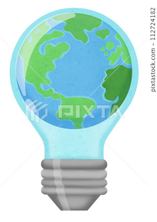 Earth planet inside light bulb. Environmentally friendly sources of energy 112724182
